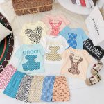 Bộ cộc ngắn Minky thun lạnh phối hình gấu thỏ lạ mắt size 80-120 cho bé