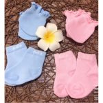 Set bao tay chân viền bèo co giãn cho bé sơ sinh - Image 2