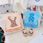 Bộ cộc ngắn Minky thun lạnh phối hình gấu thỏ lạ mắt size 80-120 cho bé - Image 2