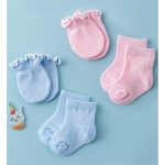 Set bao tay chân viền bèo co giãn cho bé sơ sinh