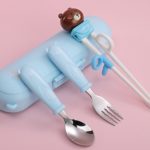[Thanh lý] Set đũa muỗng nĩa tập ăn dặm hình Gấu brown Thỏ cony cho bé có hộp