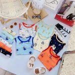 Bộ ba lỗ Minky vải thun cotton viền màu nền họa tiết size nhỏ 90-120 size đại 130-150 - Image 4