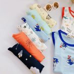 Bộ ba lỗ Minky vải thun cotton viền màu nền họa tiết size nhỏ 90-120 size đại 130-150 - Image 5