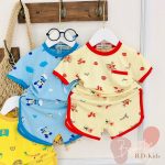 Bộ cộc tay Minky thun lạnh viền màu quần vạt bầu size nhỏ 80-120 size đại 130-150 cho bé - Image 3