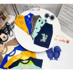 Bộ cộc tay Minky vải thun lạnh họa tiết thú quần lửng size 90-130 cho bé - Image 4