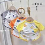 Bộ cộc Minky thun lạnh áo raglan phối túi quần vạt bầu size nhỏ 80-120 size đại 130-150 cho bé - Image 2