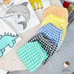 Bộ cộc Minky thun lạnh áo trắng in hình quần caro size nhỏ 80-120 cho bé - Image 2