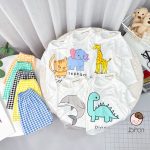 Bộ cộc Minky thun lạnh áo trắng in hình quần caro size nhỏ 80-120 cho bé - Image 4