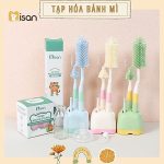 Bộ cọ rửa bình sữa bằng silicon Misan có đế cắm tiện dụng cho mẹ