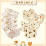 Yếm vải chữ U / tròn xoay 360 độ có lớp chống thấm cho bé ăn dặm