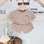 Minky bộ cộc áo sọc in thú túi ngực cho bé size nhí 80-120 - Image 4