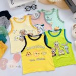 Minky bộ ba lỗ áo in thú animals bo viền cho bé size nhí 80-130 - Image 5