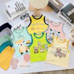 Minky bộ ba lỗ áo in thú animals bo viền cho bé size nhí 80-130 - Image 6