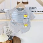 Minky bộ cộc áo sọc in thú túi ngực cho bé size nhí 80-120 - Image 5