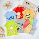 Minky bộ tay ngắn quần dài sọc in thú và xe cho bé size nhí 80-120 - Image 2