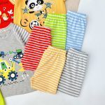 Minky bộ tay ngắn quần dài sọc in thú và xe cho bé size nhí 80-120 - Image 3