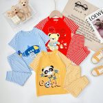 Minky bộ tay ngắn quần dài sọc in thú và xe cho bé size nhí 80-120 - Image 5