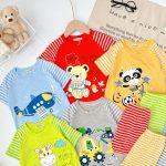 Minky bộ tay ngắn quần dài sọc in thú và xe cho bé size nhí 80-120 - Image 6