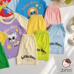 Minky bộ cộc áo in "little here" cho bé size nhí 80-120 - Image 2