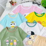 Bộ cộc Minky cotton 4 chiều vàng Love Forever size 90-120 cho bé - Image 2
