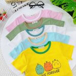 Bộ cộc Minky cotton 4 chiều vàng Love Forever size 90-120 cho bé - Image 3