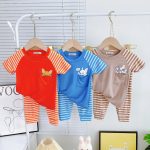 Bộ áo ngắn quần dài Minky raglan sọc phối túi ngực có thú size nhí 80-120 cho bé - Image 6