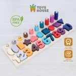 Bảng gỗ ghép số hình khối 3D Toys House