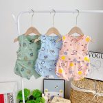 Bộ ba lỗ Minky cổ trụ in rơi có size 80-120 cho bé - Image 3