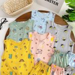 Bộ ba lỗ Minky cổ trụ in rơi có size 80-120 cho bé - Image 5