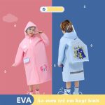Áo mưa cho bé hình hươu cá sấu khủng long chất liệu Eva loại mỏng mềm không mùi có túi che balo (có ảnh thật)