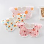 Yếm vải ăn dặm xoay 360 độ hình tròn / cánh hoa trần bông cúc bấm cho bé - Image 2
