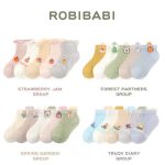 Vớ tất lưới hè mỏng Robibabi (set 5) nhiều mẫu hoa quả, khủng long, hình thú cho bé - Image 2