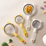 Rây lọc cháo bằng inox hình Gấu cán nhiều màu 12cm cho bé ăn dặm - Image 5