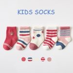 Set 5 đôi vớ tất thun / tất lưới kẻ sọc phối màu sành điệu cho bé - Image 6