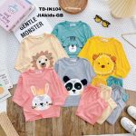 Bộ dài Minky hình thú có tai ống bo chất liệu thun lạnh 5 mẫu có size nhí 90-120 size đại 130-150 cho bé - Image 6