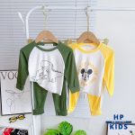 Bộ dài Minky raglan thể thao hình Dino quần viền sọc,size nhí 90-120 size đại 130-150 cho bé - Image 4