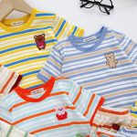 Bộ cộc Minky thun lạnh thêu thú ngực sọc dệt size nhí 80-120 cho bé - Image 2