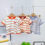 Bộ cộc Minky thun lạnh thêu thú ngực sọc dệt size nhí 80-120 cho bé - Image 3