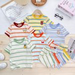 Bộ cộc Minky thun lạnh thêu thú ngực sọc dệt size nhí 80-120 cho bé - Image 4
