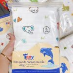 Khăn tắm gạc 4 lớp Fany in hình dễ thương cho bé (2 loại)