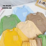 Bộ dài Minky raglan caro phối túi chất liệu thun lạnh 5 mẫu có size nhí 90-120 size đại 130-150 cho bé - Image 3