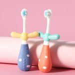 Bàn chải đánh răng cotton lông tơ hình Chuồn Chuồn / Cánh cụt / Hoa cho bé (mẫu lùn) - Image 2