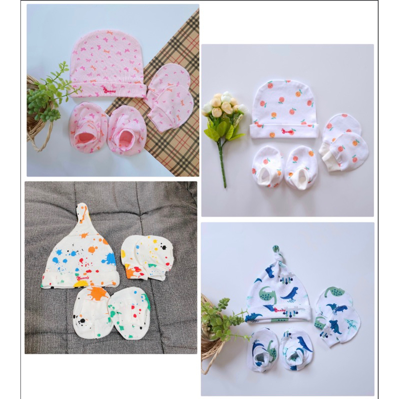 shopee-vn-11134207-7r98.jpg Set 3 món Nón bao tay chân Bunny cho bé sơ sinh - Image 1