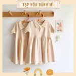 Đầm thun cổ polo thanh lich nhẹ nhàng cho bé gái phù hợp đi chơi đi học