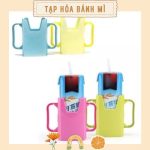 Cốc / Hộp / Tay cầm đựng hộp sữa tươi chống bóp giúp bé tự uống sữa hộp dễ dàng (có ảnh thật)