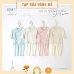 [Sale mẫu lỗi] Bộ dài sơ sinh cài chéo HRNEE mẫu Je t'aime cho bé