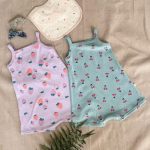 Bodysuit Body 2 dây cho bé gái nhỏ 0-1 tuổi mặc mùa hè chất thun cotton thông hơi dễ thương - Image 3
