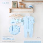 [Sale mẫu lỗi] Bộ dài sơ sinh cài giữa HRNEE họa tiết khủng long vải modal tiêu gân cho bé từ sơ sinh - Image 6