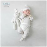 Set nón + bao tay chân HRNEE họa tiết chú voi con cho bé sơ sinh - Image 3