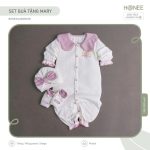 Set quà tặng quần áo phụ kiện HONEE Mary 3 món cho bé gái từ sơ sinh - Image 6